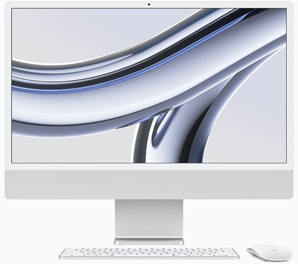 Моноблок Apple iMac 24" Retina 4,5K, M3 (8C CPU, 10C GPU, 2023), 8 ГБ, 512 ГБ SSD, серебристый