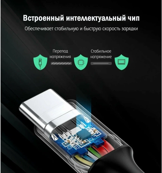 Кабель UGREEN UNO 5A Type-C to Type-C 1m, серо-черный