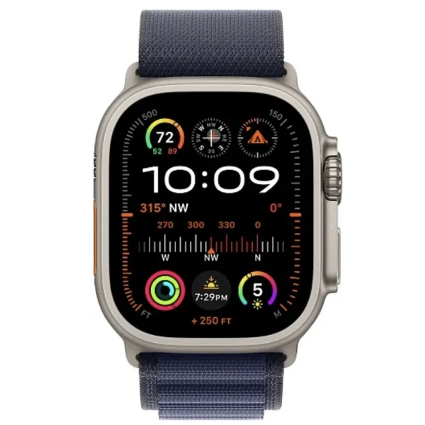 Apple Watch Ultra 2 2024 49 мм, корпус из натурального титана, ремешок Alpine темно-синего цвета, размер L