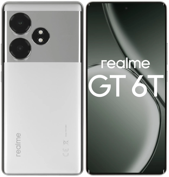 Смартфон realme GT 6T 12/256 ГБ, зеркальный серебряный 